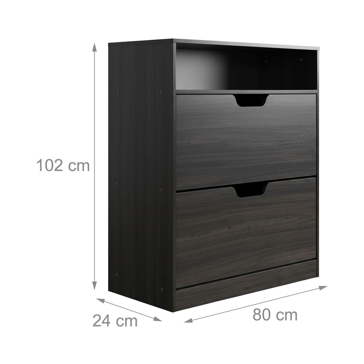 SCHUHSCHRANK - Grau, Holzwerkstoff/Kunststoff (80/102/24cm) - Relaxdays