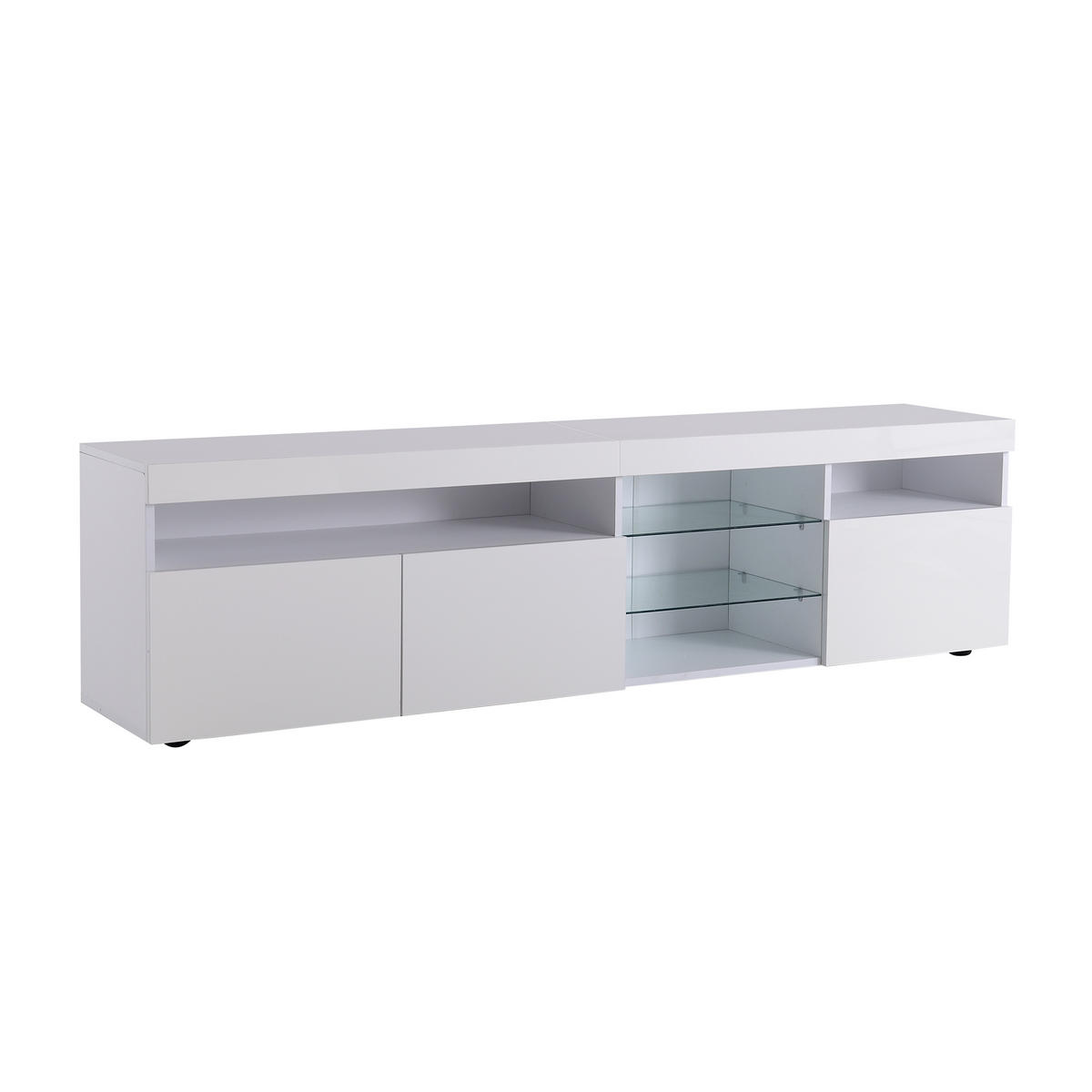 TV-SCHRANK 180/35/48 cm weiß MDF mit variabler LED-Beleuchtung und Glaseinlagen - Weiß, Holzwerkstoff (180/48/35cm) - OKWISH
