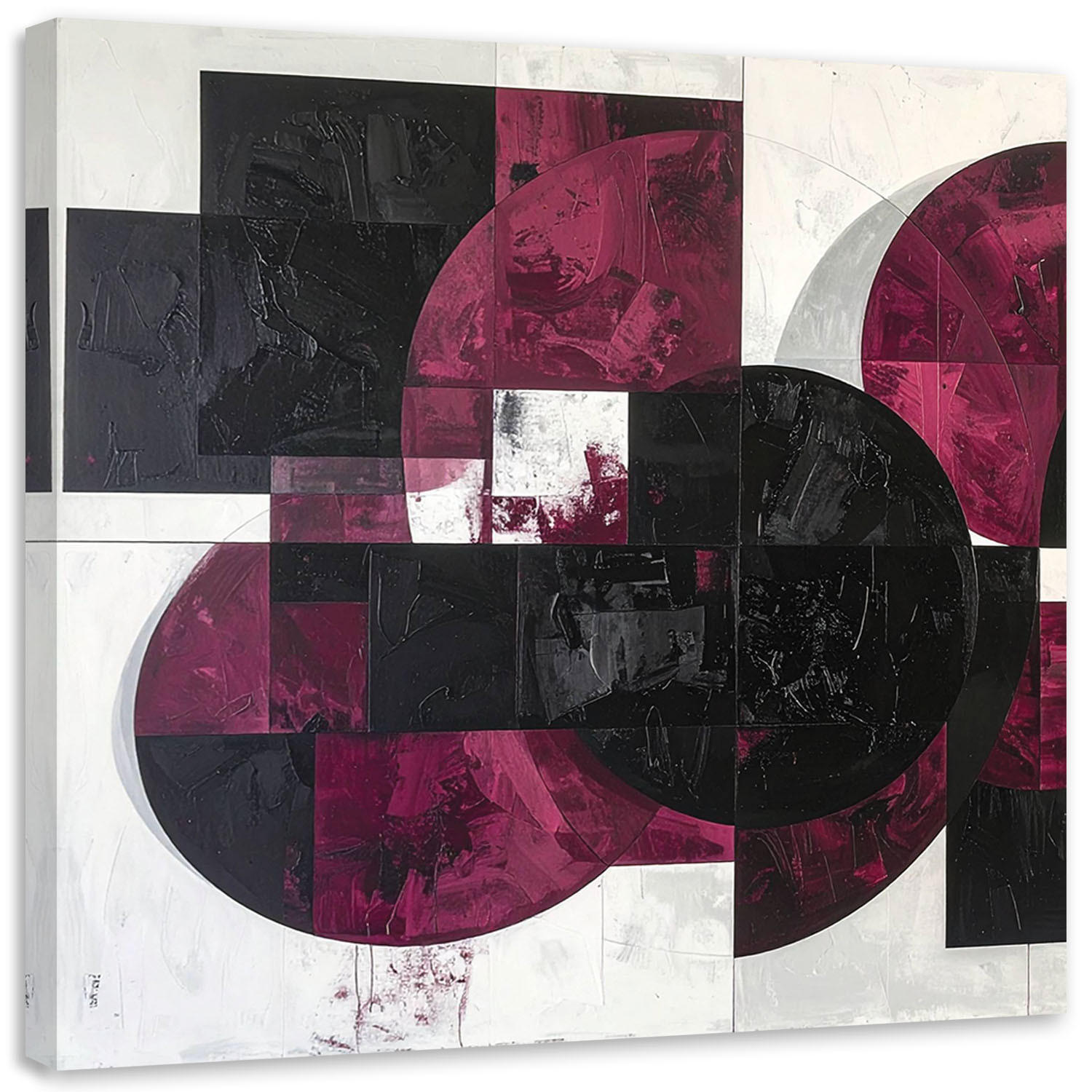 LEINWANDBILD 3D und geometrisch 60x60cm - Rot, Textil (60/60cm) - Feeby