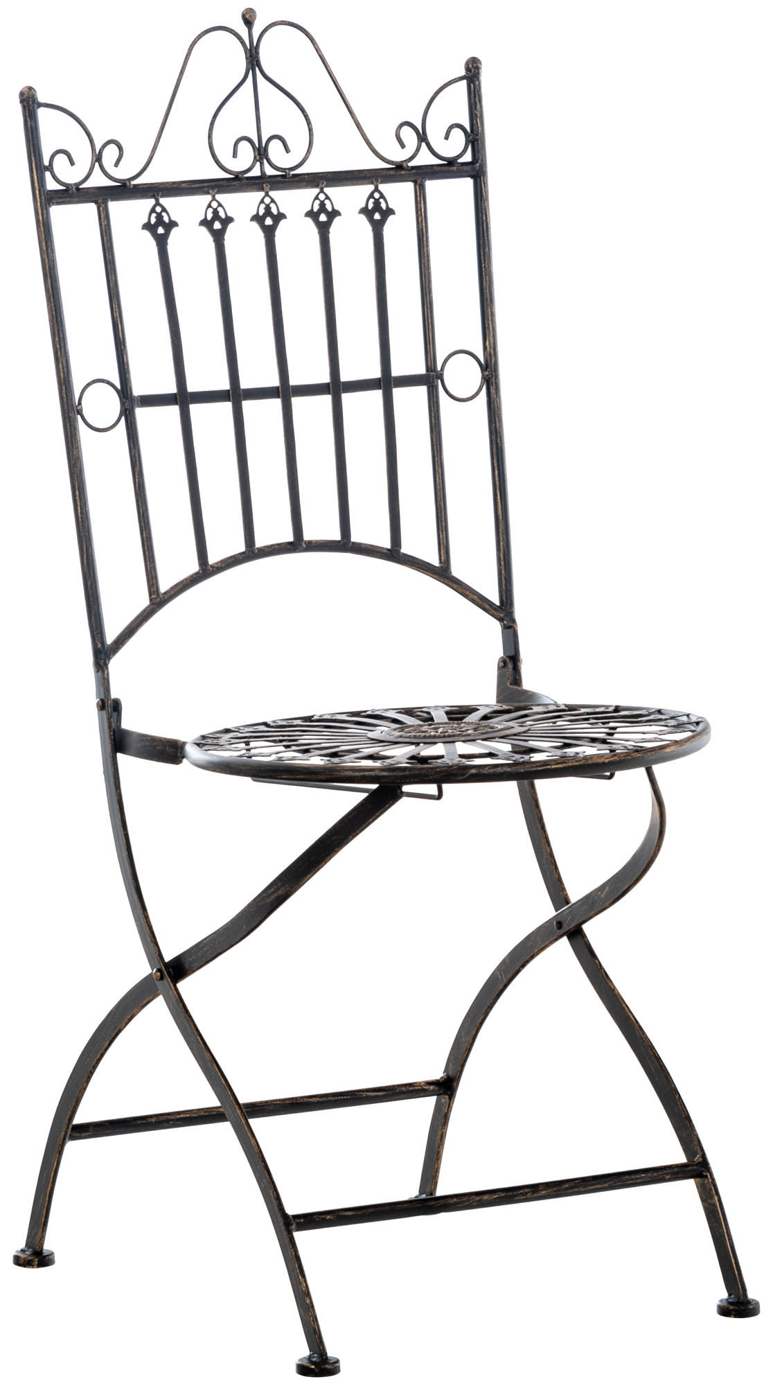 GARTENKLAPPSTUHL Metall bronze - Bronzefarben, Metall (39/94/53cm) - CLP