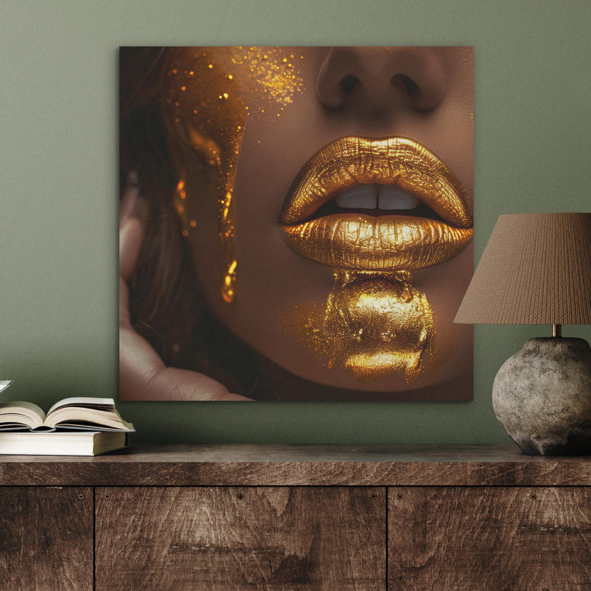 AKUSTIKBILD Frau - Gold - Luxus - Porträt Wandbilder 60x60 cm - Goldfarben, Kunststoff (60/60/0.9cm) - MuchoWow