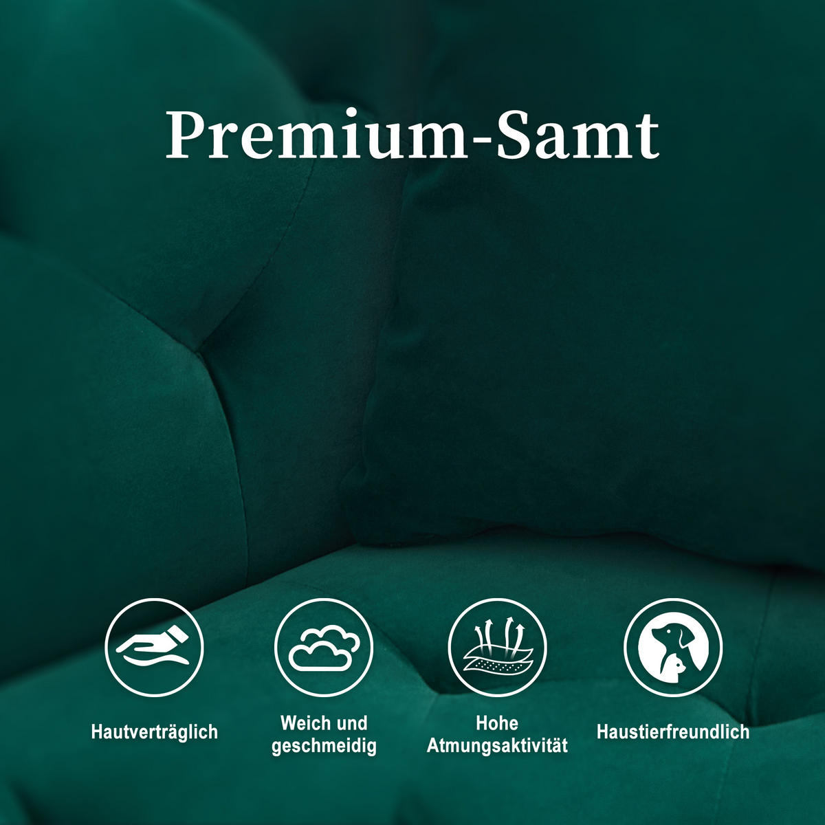 SCHLAFSOFA Zweisitzer Samt mit verstellbarer Rückenlehne Smaragdgrün 165/72,5/75 cm - Smaragdgrün, Textil (72.5/75/165cm)