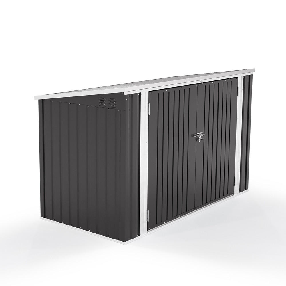 FAHRRADGARAGE mit abschließbaren Türen aus Stahl Grau Hochwertiger Wetterbeständige 210 x 105 x 130 cm - Anthrazit, Metall (210/130/105cm) - Livingandhome