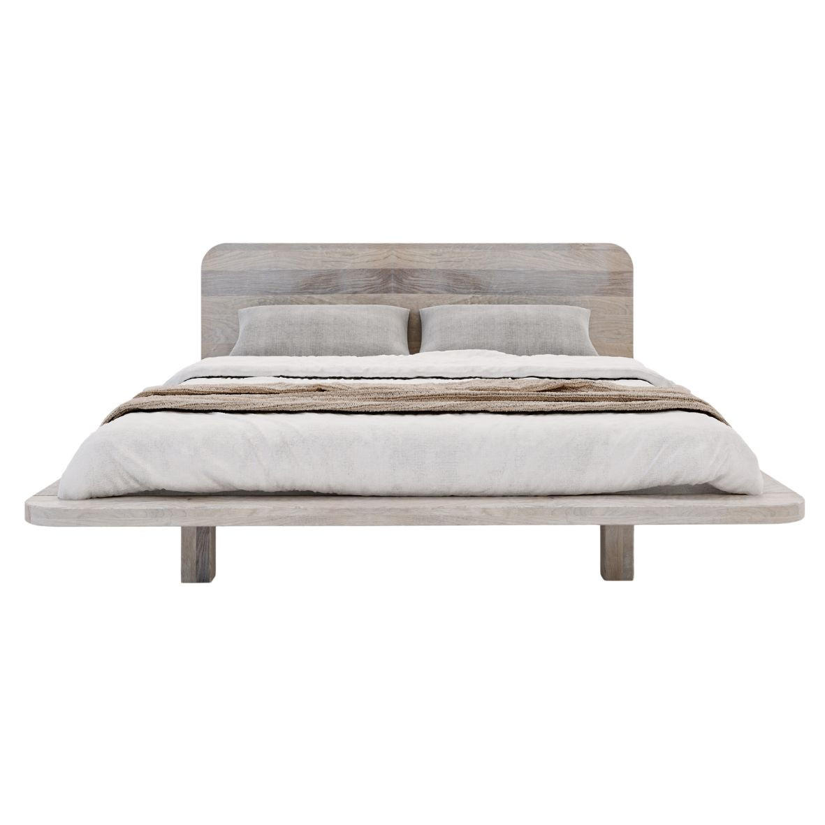 MASSIVHOLZBETT Japandic 160/200, schwebende Optik, Eiche gebleicht - geölt - Eiche Bianco, Eichenholz/Holz (160/200cm) - Visby