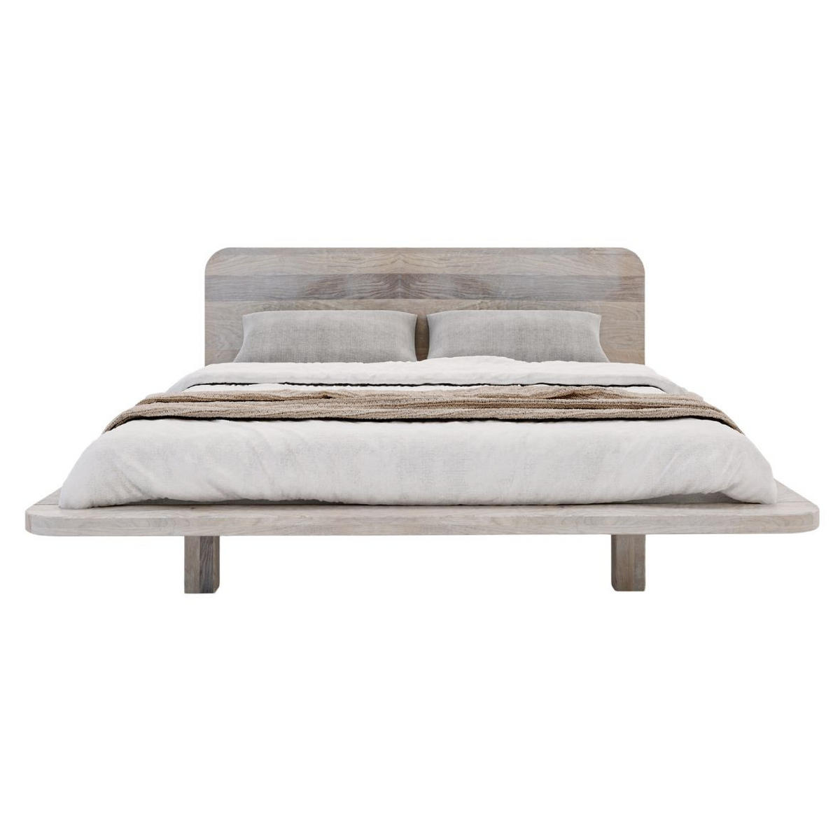 MASSIVHOLZBETT Japandic 160/200, schwebende Optik, Eiche gebleicht - geölt - Eiche Bianco, Eichenholz/Holz (160/200cm) - Visby