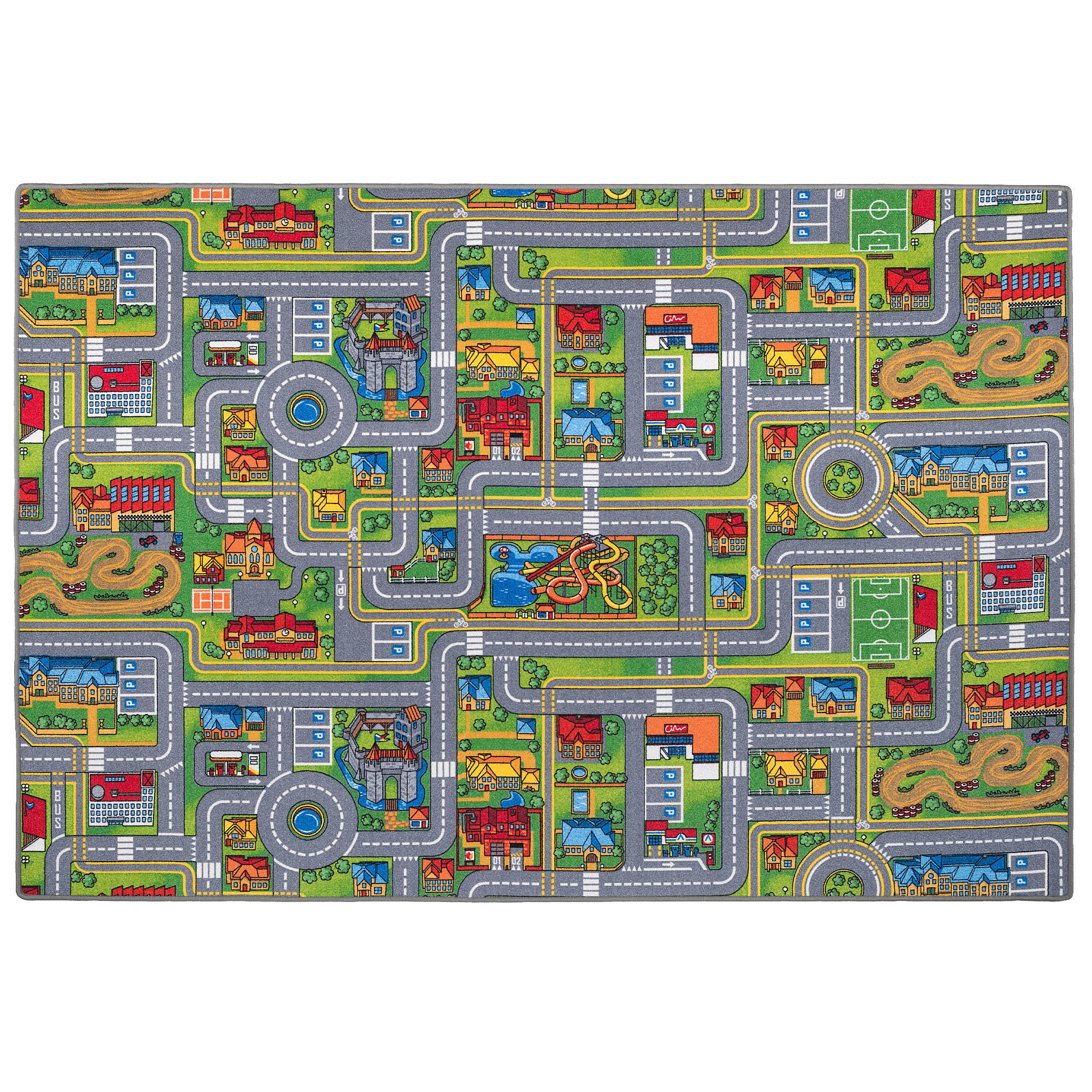KINDER SPIEL STRASSENTEPPICH - Grau/Grün, Textil (160/160cm) - Snapstyle