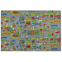 KINDER SPIEL STRASSENTEPPICH - Grau/Grün, Textil (160/160cm) - Snapstyle