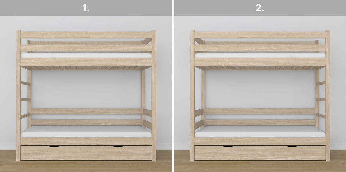 ETAGENBETT N03 mit Schublade Sonoma Eiche 80/180 - Sonoma Eiche, Naturmaterialien/Holz (80/180cm) - N-Wood