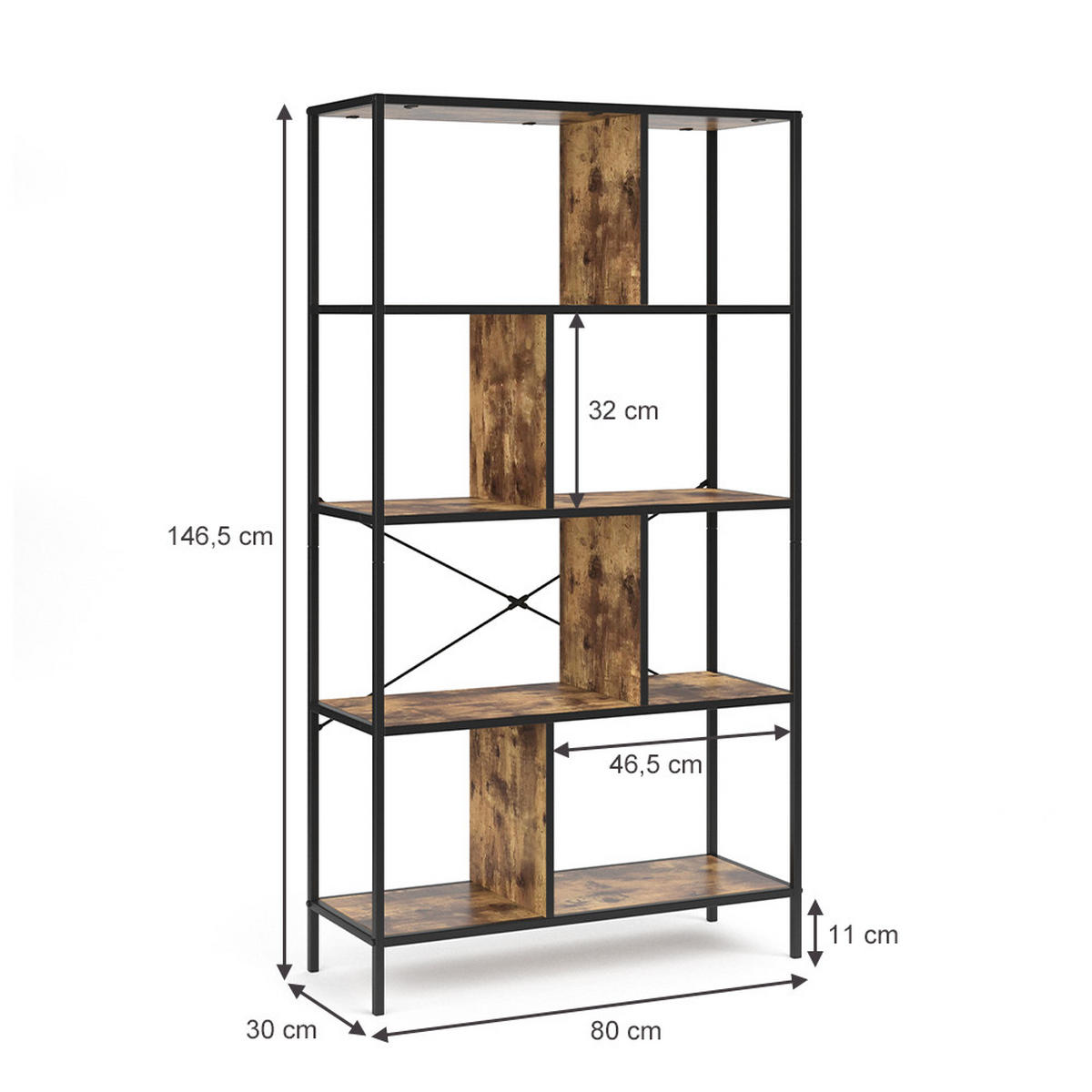 BÜCHERREGAL Fyrk Antikholz 80 x 146 cm - Alteiche, Holzwerkstoff (80/146/30cm) - Vicco