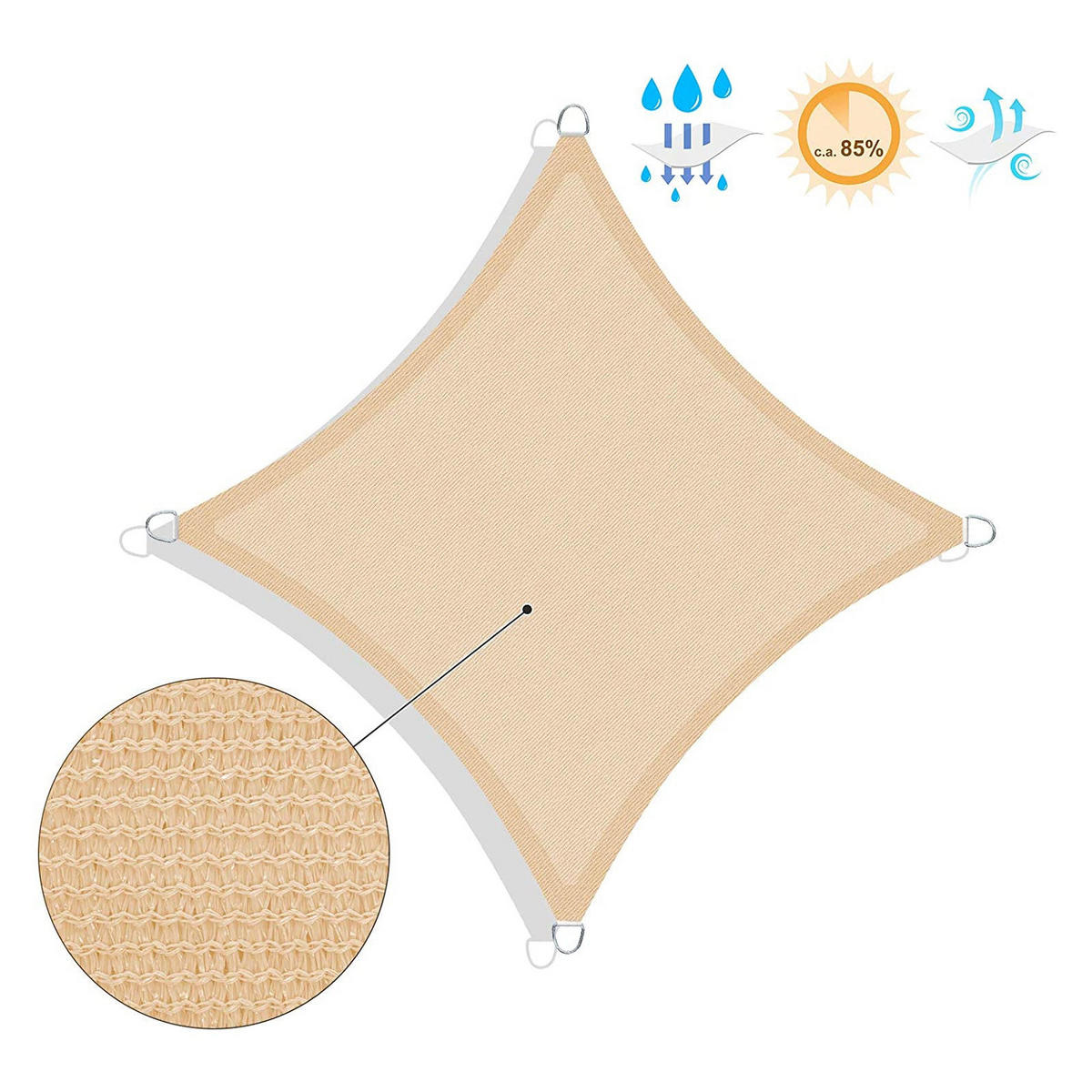 SONNENSEGEL 3 X 3 M - Gelb, Textil (300/300cm) - Hansiro