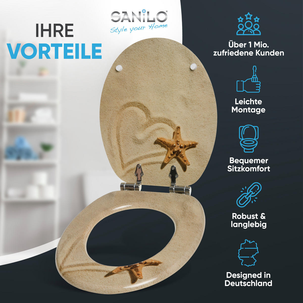 WC-SITZ mit Absenkautomatik Sandy - Braun, Holzwerkstoff (38/6/47cm) - Sanilo