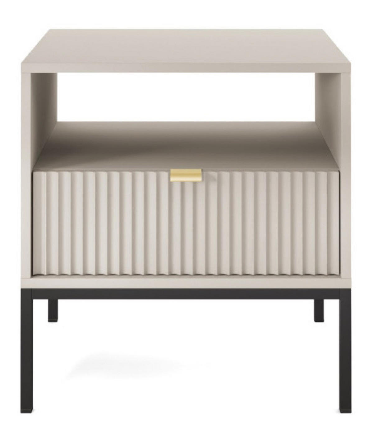 NACHTTISCH Kaschmir Schwarz NEW Mit Metallgestell 54x39x56 cm - Ecru/Kaschmir, Holzwerkstoff (54/56/39cm) - Sepro Meble