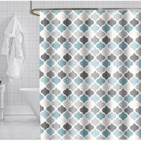 DUSCHVORHANG schimmelresistent Badezimmer Stoff Polyester mit Haken maschinenwaschbar Muster Blau 280 x 200 cm - Blau, Textil (280/200cm) - MCBOSON