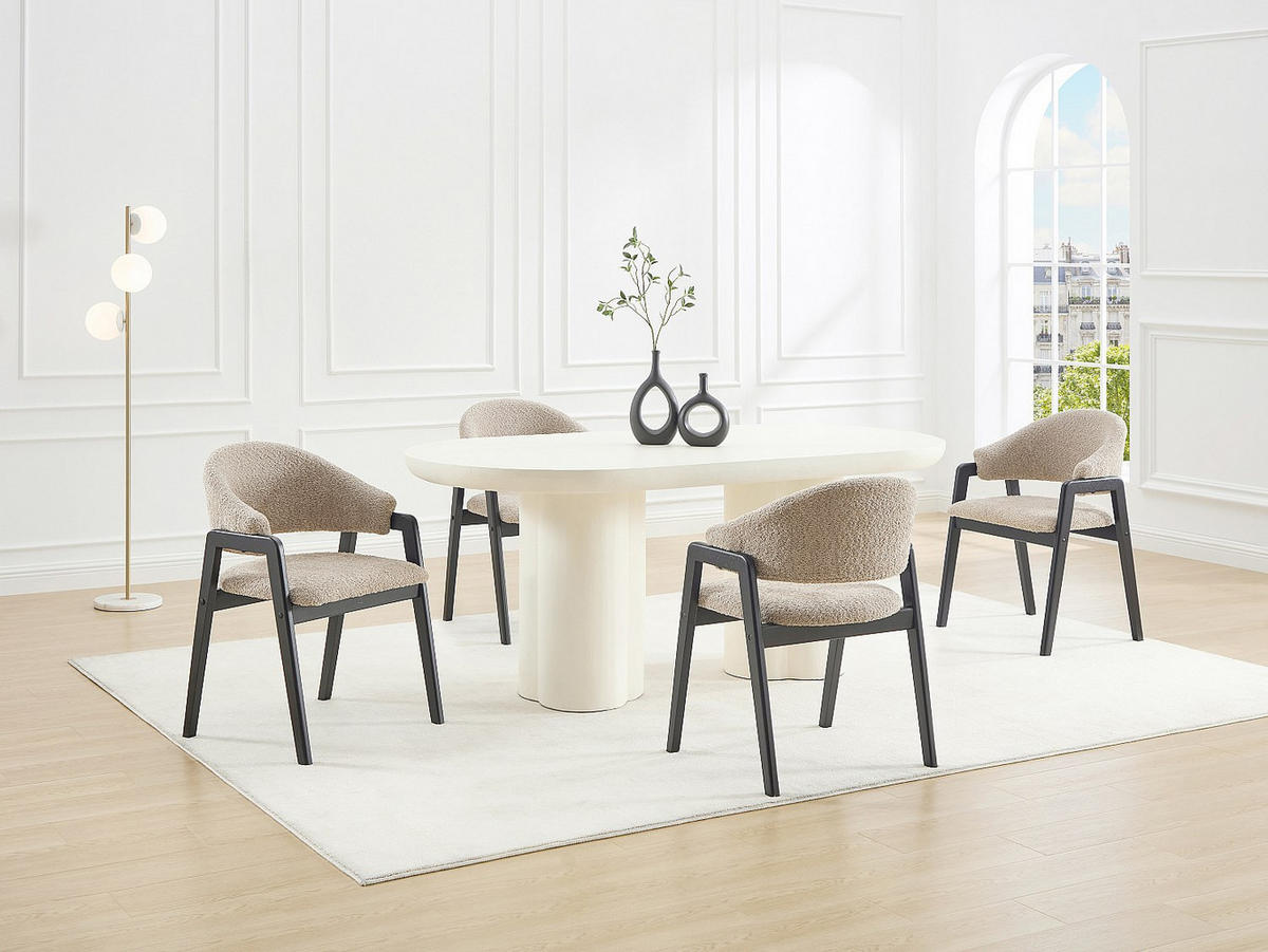 STUHL - 56 cmcm x 53.5 cmcm - Stoff - Taupe - SOLUNA - Schwarz/Braun, Textil (56/82/53.5cm) - Vente-Unique