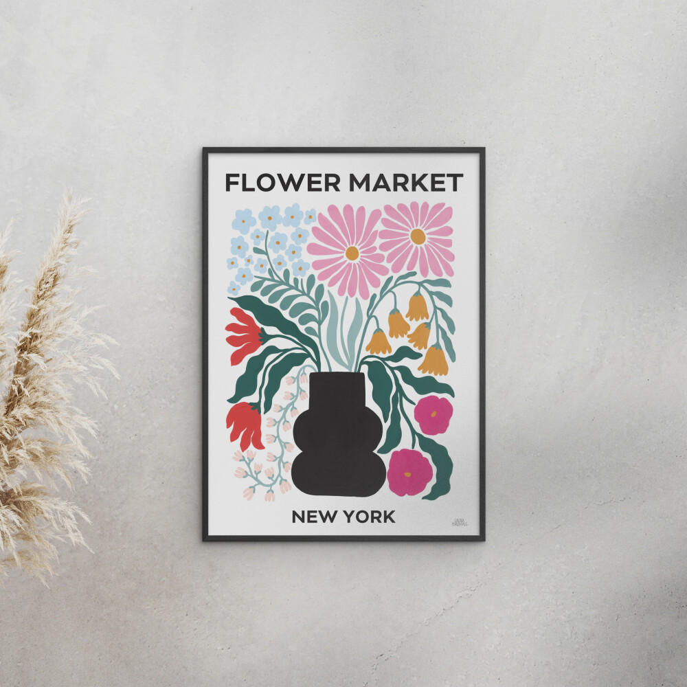 POSTER mit Rahmen Wild Apple - Flower Market III - Multicolor/Schwarz, Holz/Papier (50/70cm) - Poster&Frame