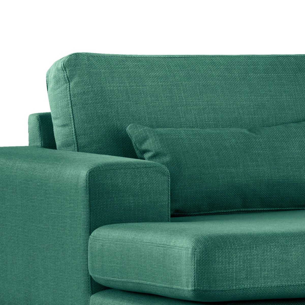 WOHNLANDSCHAFT mit Longchair - Dunkelgrün/Eichefarben, Eichenholz/Textil (371/81/219cm) - home24