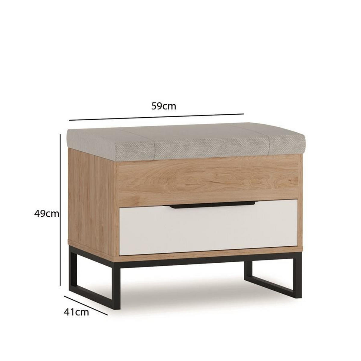 TRUHE Kind Hickory, Weiß, mit Schublade - Schwarz/Braun, Holzwerkstoff (59/41/41cm) - Bettso