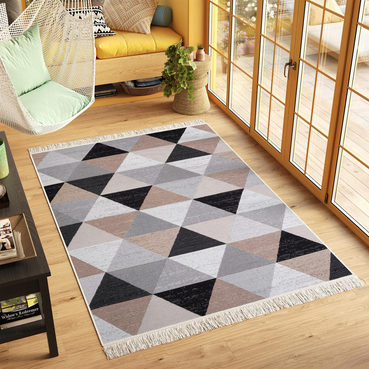 2707 KANUNI AZTECA 80/200 cm - Beige/Schwarz, Naturmaterialien (80/200cm) - Tapiso