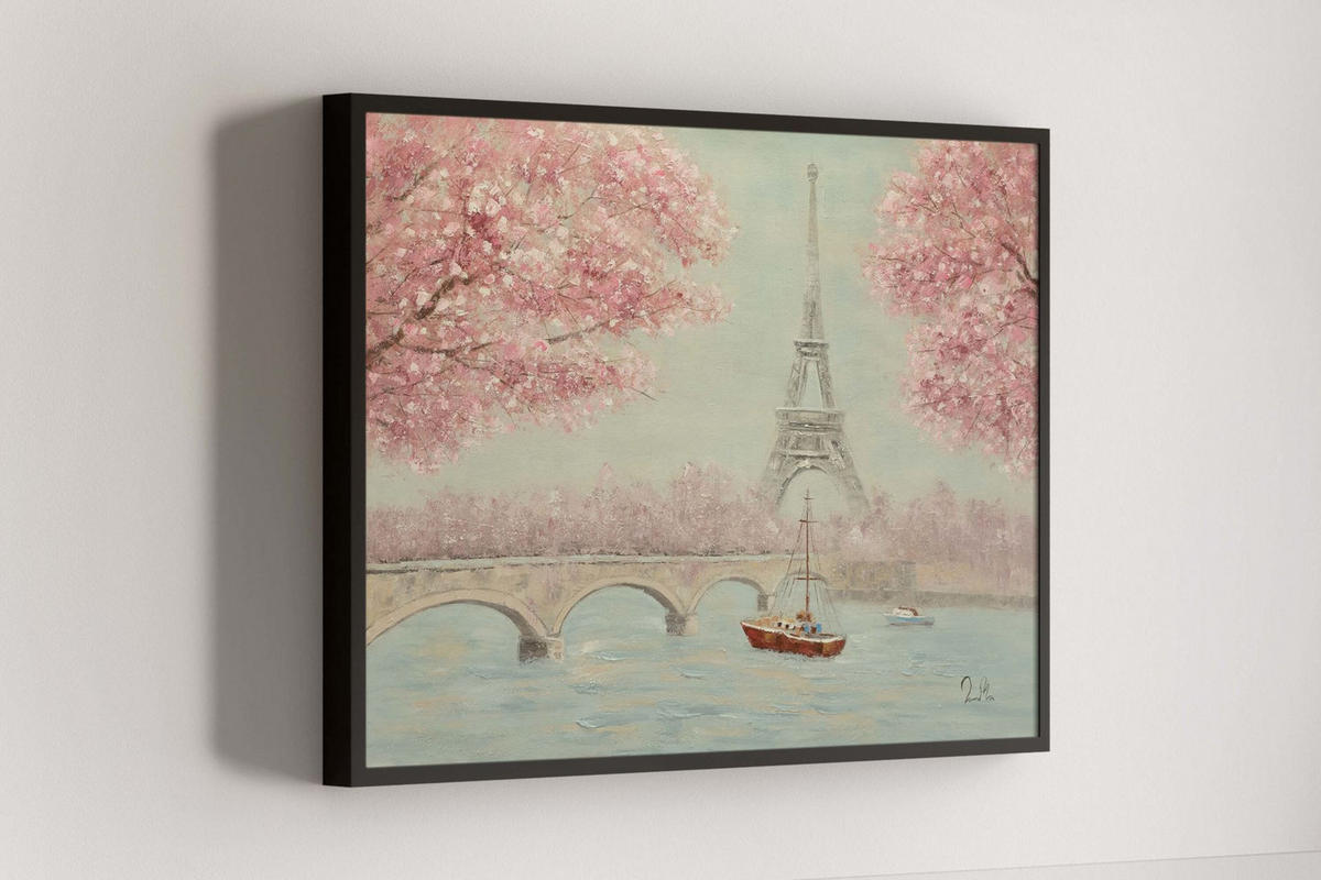 OLEJOMAĽBA 100/70 cm, More a pláž - modrá/pink, drevo/textil (100/70cm) - KUNSTLOFT
