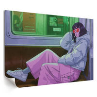 POSTER - 42x29 cm (A3) - Patryk Michalski - Mädchen in der U-Bahn - Violett, Textil (42/29.7/0.1cm) - TULUP