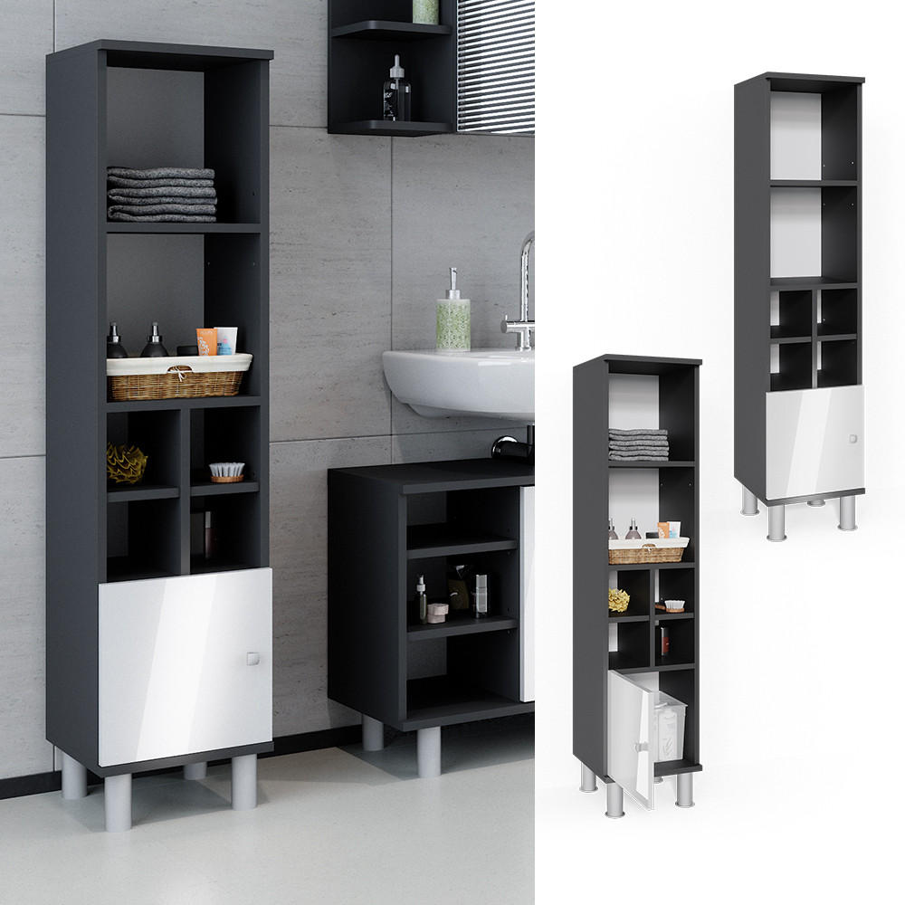 MIDISCHRANK Fynn Weiß Hochglanz 30 x 130.6 cm kleine Tür - Weiß Hochglanz, Holzwerkstoff (30/130.6/30cm) - Vicco