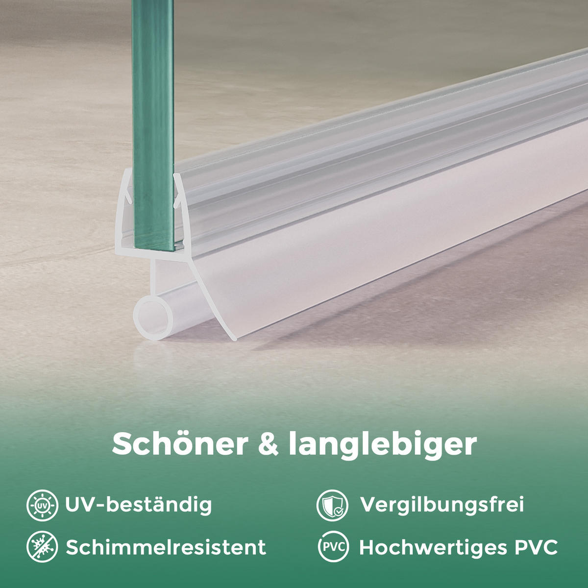 DUSCHDICHTUNG 80 cm für Duschtüren 7–8 mm transparent zuschneidbar - Transparent, Kunststoff (80/2.2cm) - S'AFIELINA
