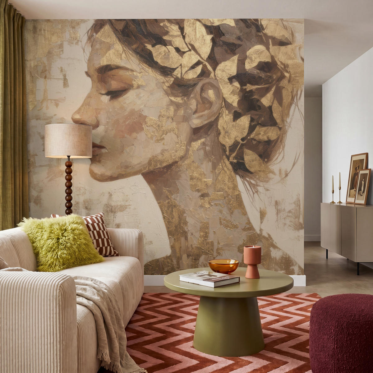 TAPETE - Frau - Gold - Abstrakt - Textur - 240x220 cm - Goldfarben, Papier (240/220cm) - OnlyWow