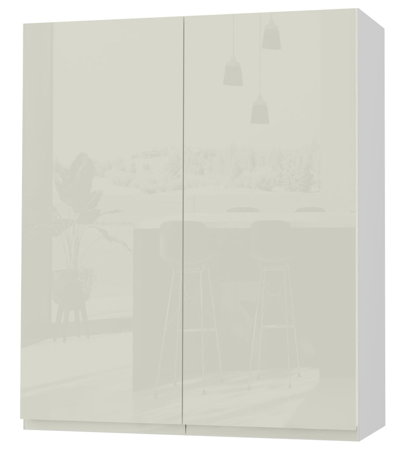 HÄNGESCHRANK Florence W4/80 Weiß / RAL 1013 perlweiß HG 80 / 32,5 / 96cm - Weiß Hochglanz/Weiß, Holz/Holzwerkstoff (80/96/32.5cm) - Feldmann-Wohnen