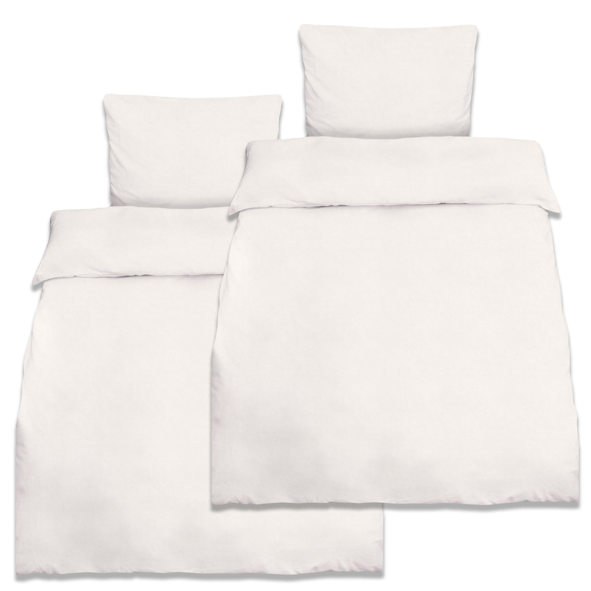 BETTWÄSCHE Julie 155/220 cm + Kissenbezug 80/80 cm Weiß 2er - Weiß, Naturmaterialien/Textil (155/220cm) - Beautissu 