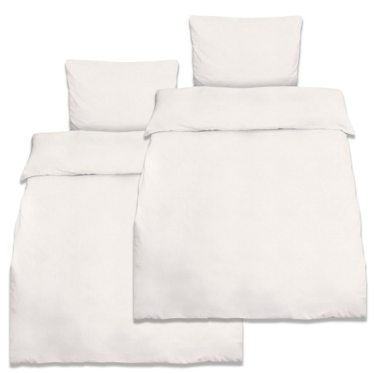 BETTWÄSCHE Julie 135/200 cm + Kissenbezug 80/80 cm Weiß Renforcé 2er Set - Weiß, Textil (135/200cm)