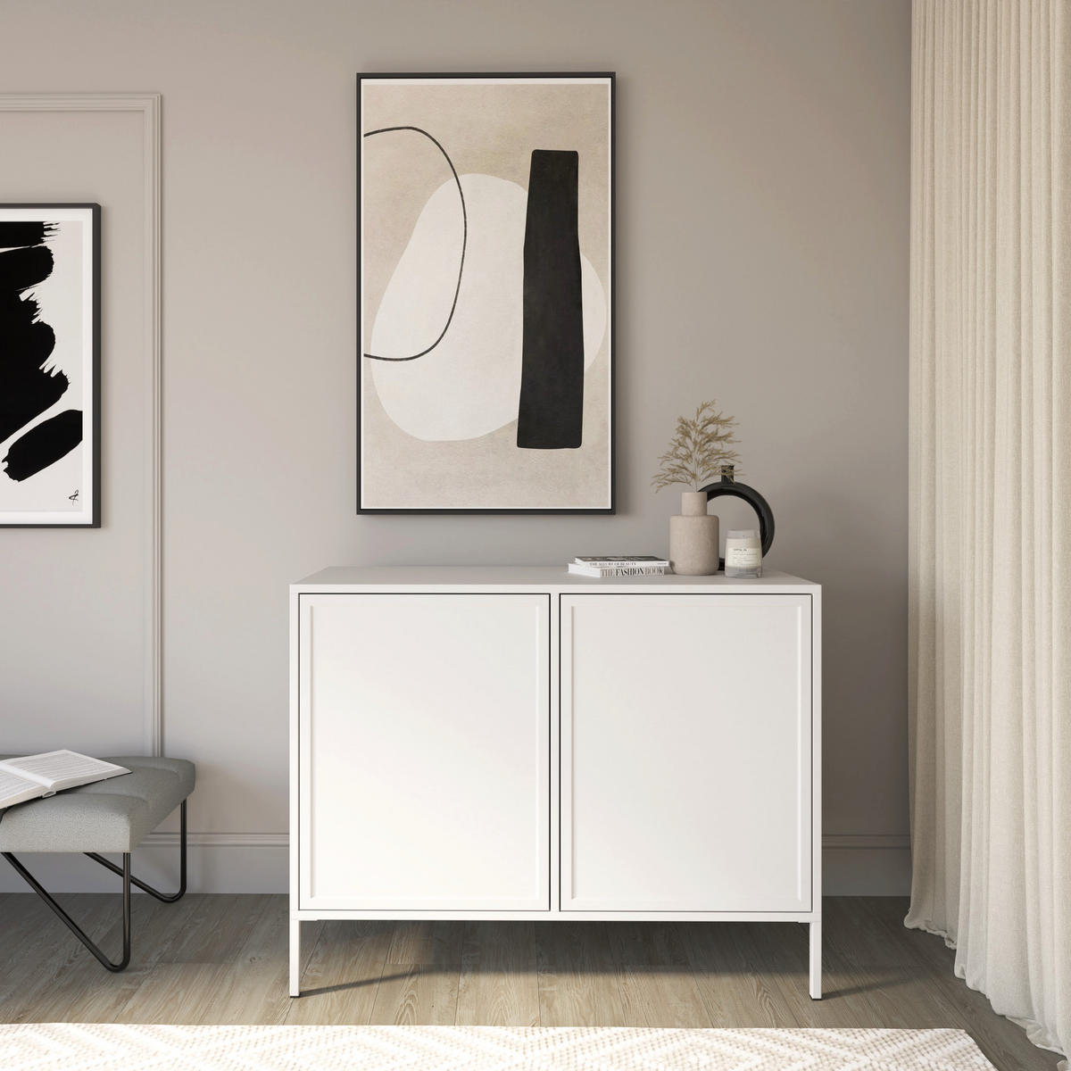 SIDEBOARD Velveto bílý 100cm - bílá, kov/kompozitní dřevo (100/86/40cm) - Selsey