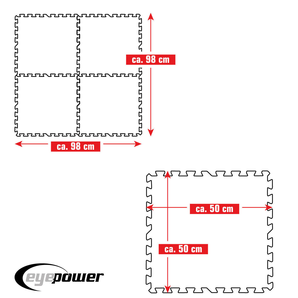 POOLMATTEN 1m² 4 EVA Matten 50 cm Blau - Blau, Kunststoff (50/50cm) - eyepower