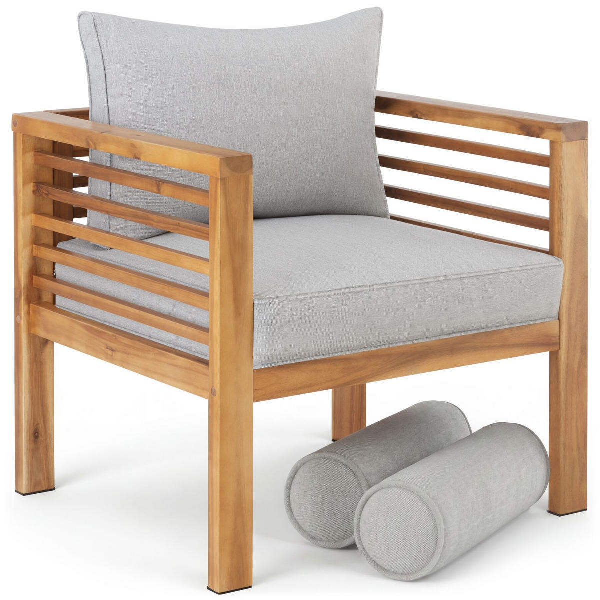 GARTEN-LOUNGESESSEL Boka, 72 x 63 x 64,5 cm, braun - Braun, Holz (72/78/63cm) - tectake