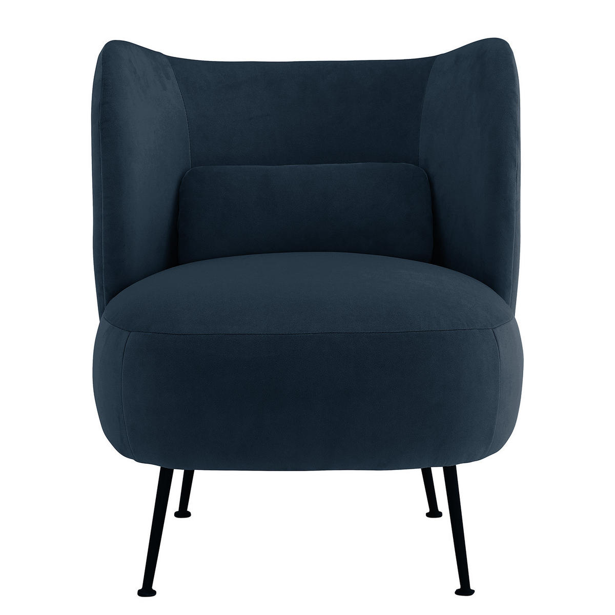 LOUNGESESSEL - Massivholz / Textil - Blau/Schwarz, Textil/Metall (61/78/71cm) - home24