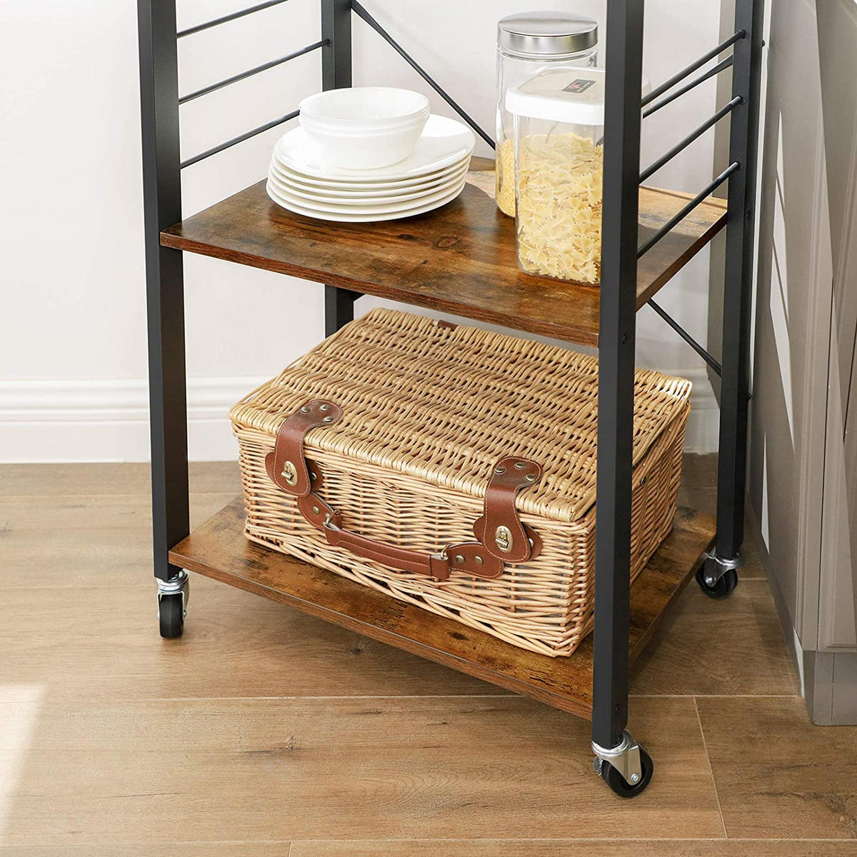 SERVIERWAGEN KÜCHENWAGEN - Braun, Holzwerkstoff (40/89/60cm) - Hansiro