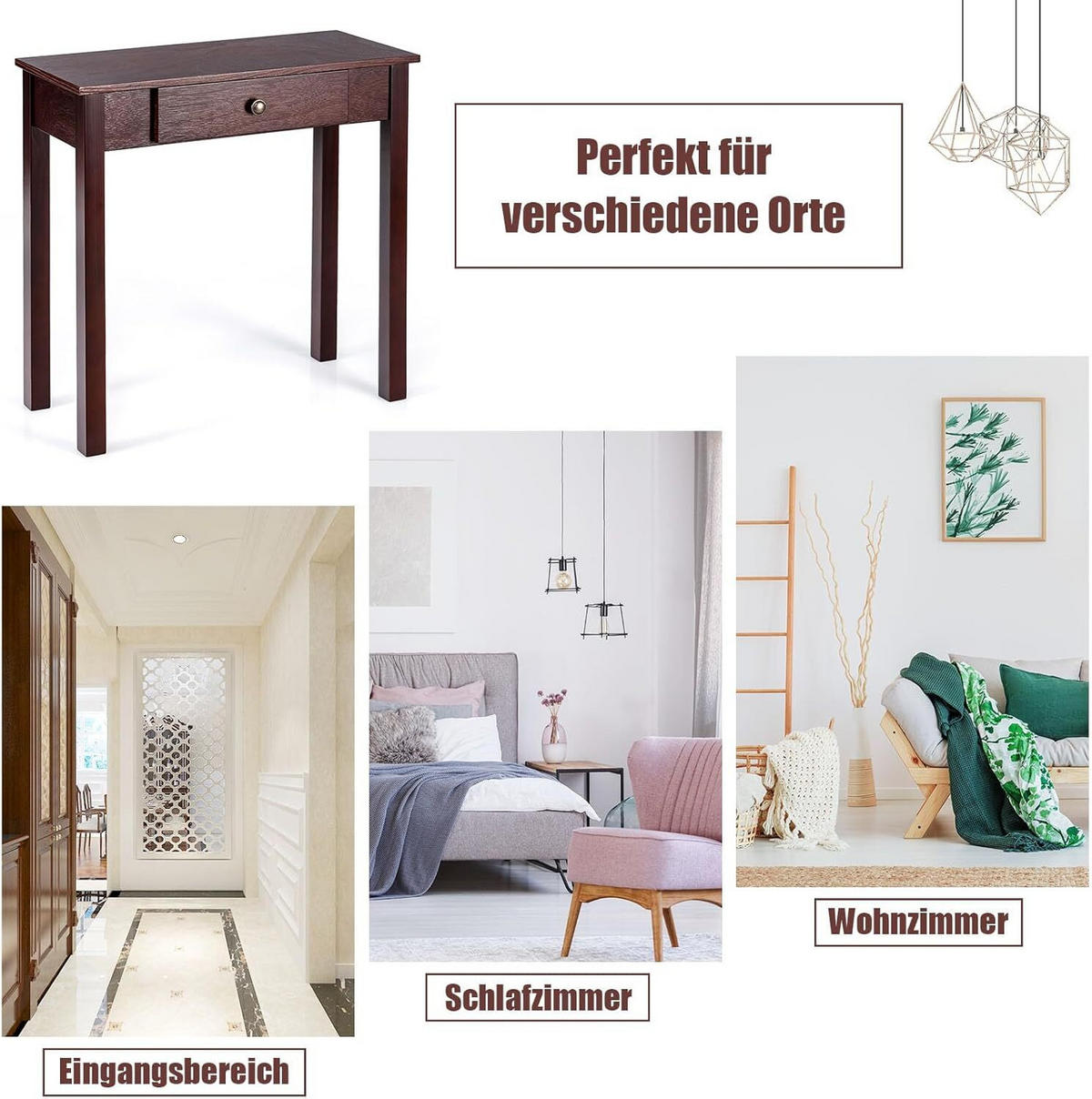 KONSOLENTISCH 71cm Braun - Braun, Holz (71/30/71cm) - COSTWAY