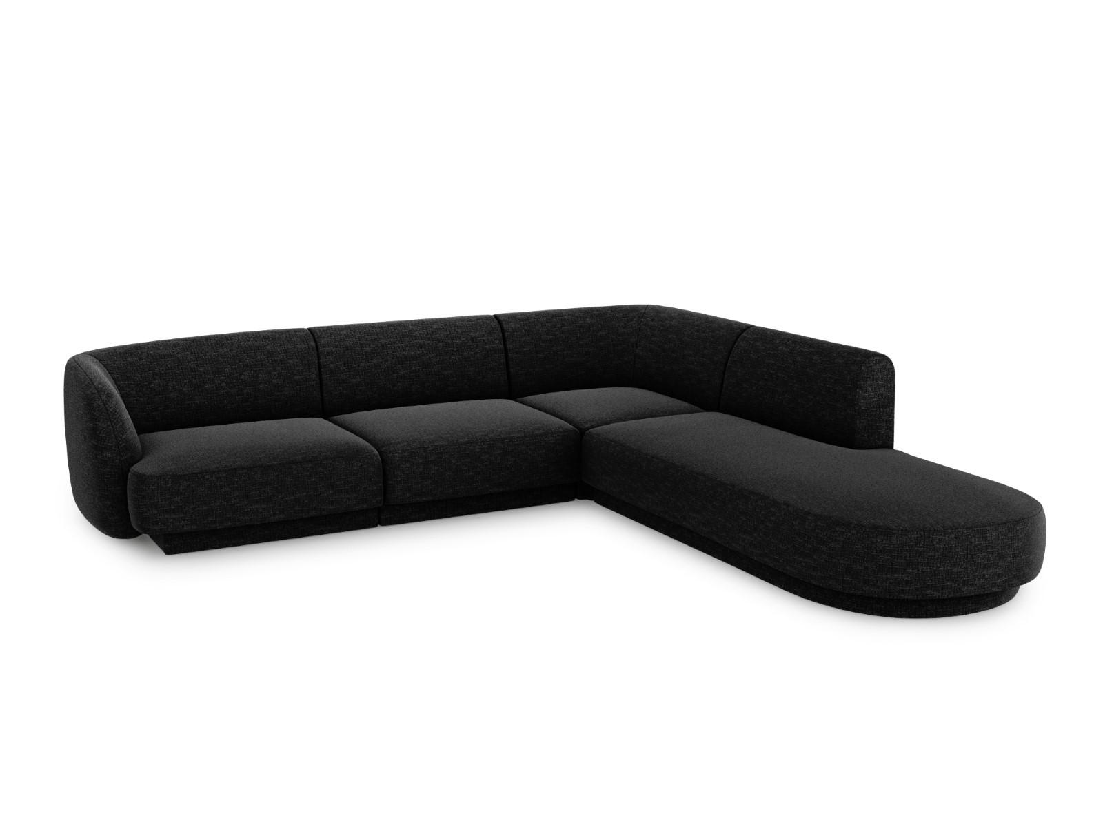 ECKSOFA rechts Miley aus Chenille-Stoff schwarz 6 Sitzplätze - Schwarz, Textil (248/255cm) - Micadoni
