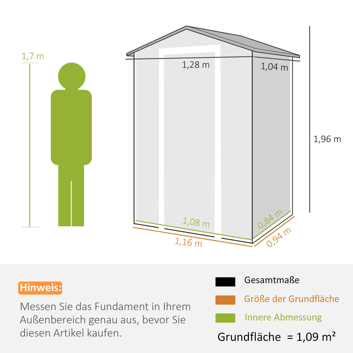GERÄTESCHUPPEN Kunststoff Aluminium Grau - Grau, Kunststoff (104/196/128cm) - Outsunny