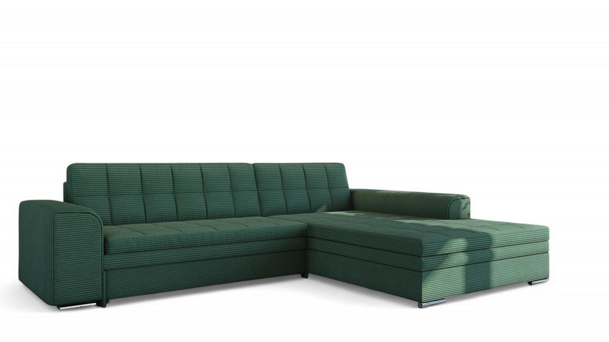 ECKSOFA Lusaka Mit Schlaffunktion - Grün, Holzwerkstoff/Textil (198/292cm) - Fun Möbel