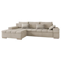 ECKSOFA Bangkok, Seite: Links - Beige/Silberfarben, Holz/Textil (310/175cm) - MIRJAN24