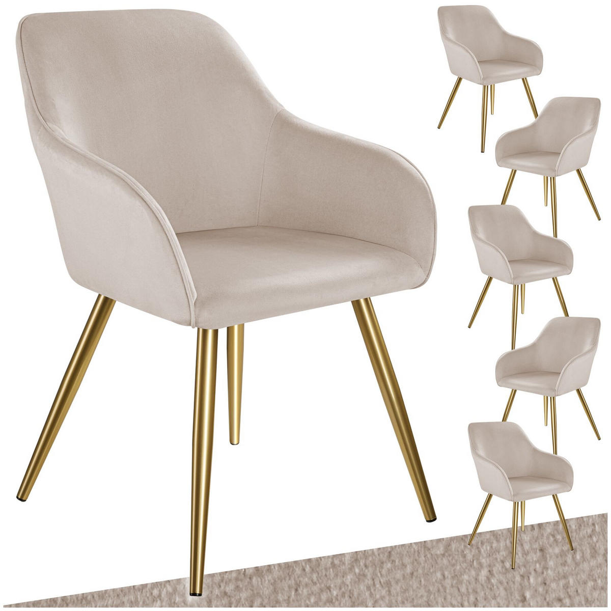 ESSZIMMERSTUHL Marilyn,58 x 62 x 82 cm,taupe/gold - Taupe/Goldfarben, Textil (58/82/62cm) - tectake