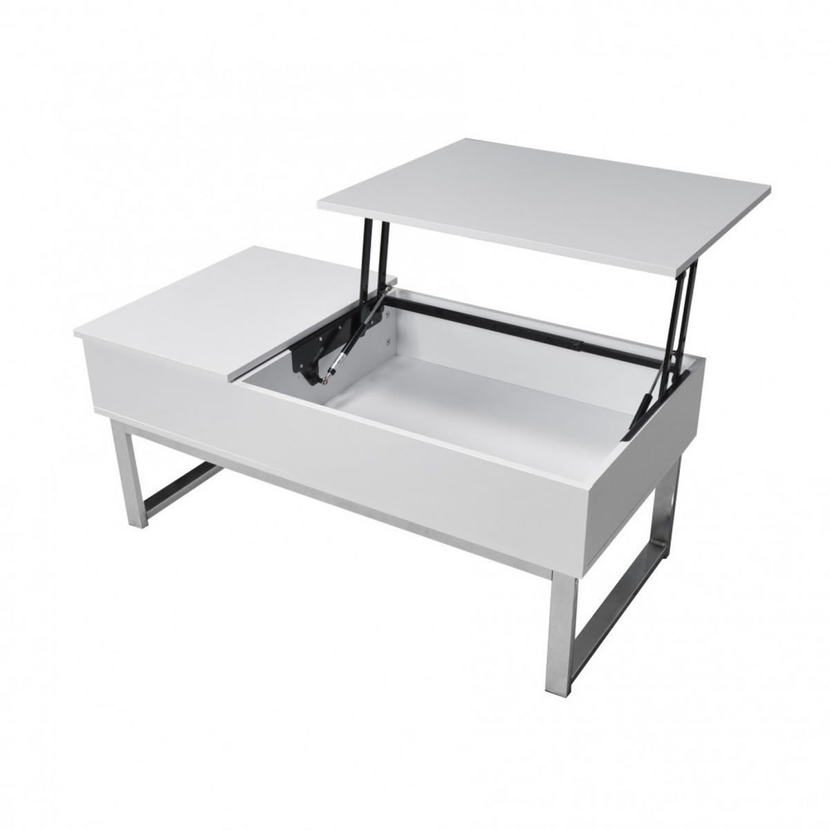 COUCHTISCH FLOWER/ 110x55cm - Weiß und verchromtes Metall - Weiß, Holzwerkstoff (100/64/63cm) - Weber Industries