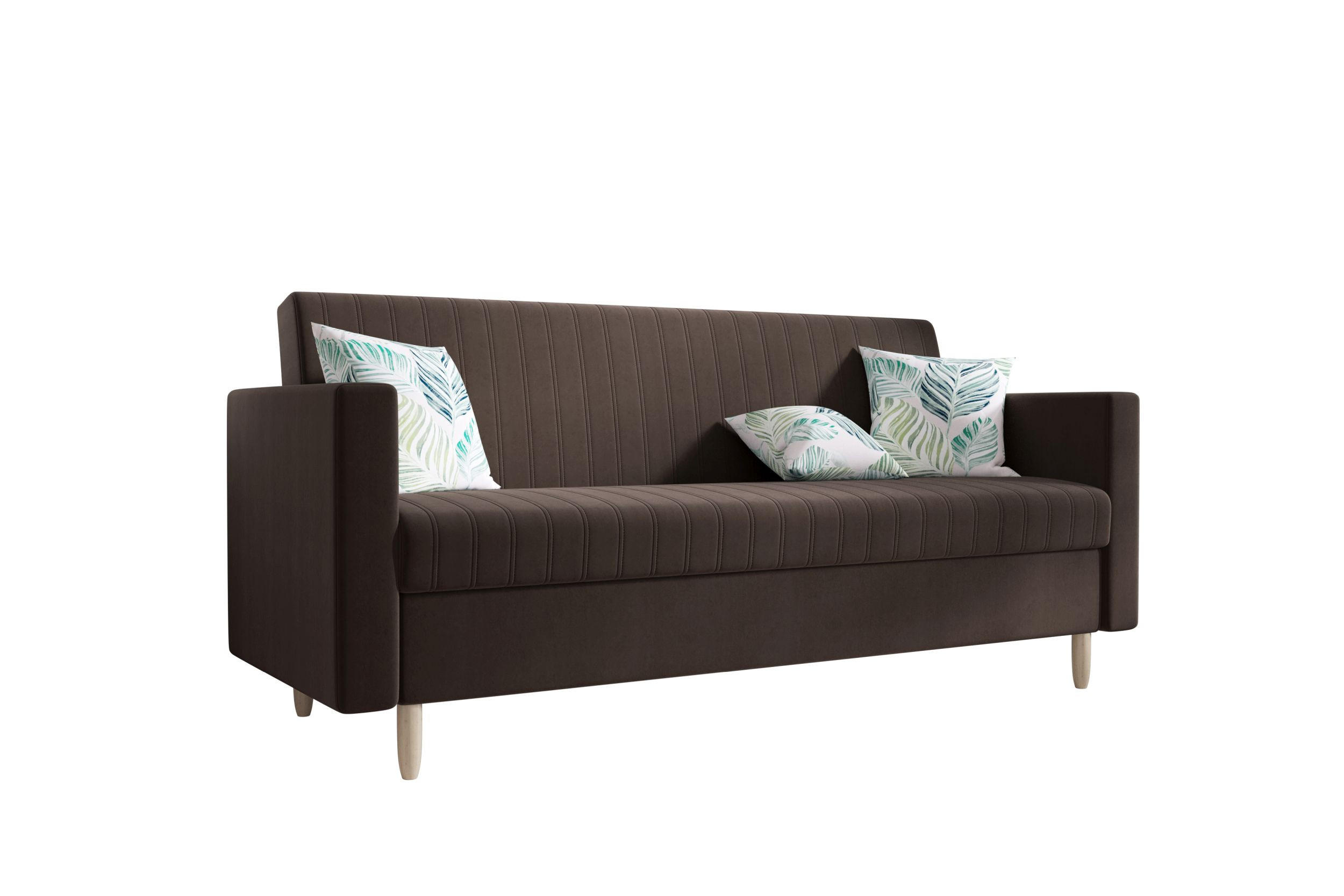 SOFA MELISA mit Schlaffunktion RIVIERA 26 mit Stauraum - Dunkelbraun, Textil (87/95/216cm) - Bedante