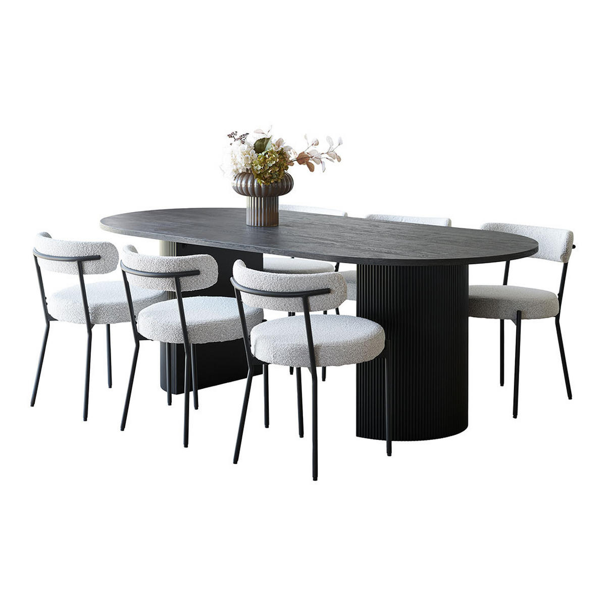 TISCHGRUPPE Braun - Braun/Weiß, Holzwerkstoff/Textil (100/75/210cm) - ebuy24