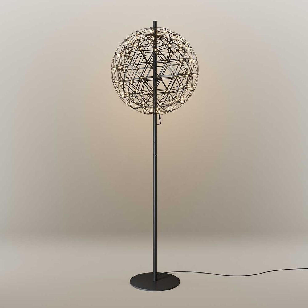 LED-STEHLAMPE Atom Schwarzchrom Ø 70cm - Schwarz, Metall (70/70/208cm) - s.luce