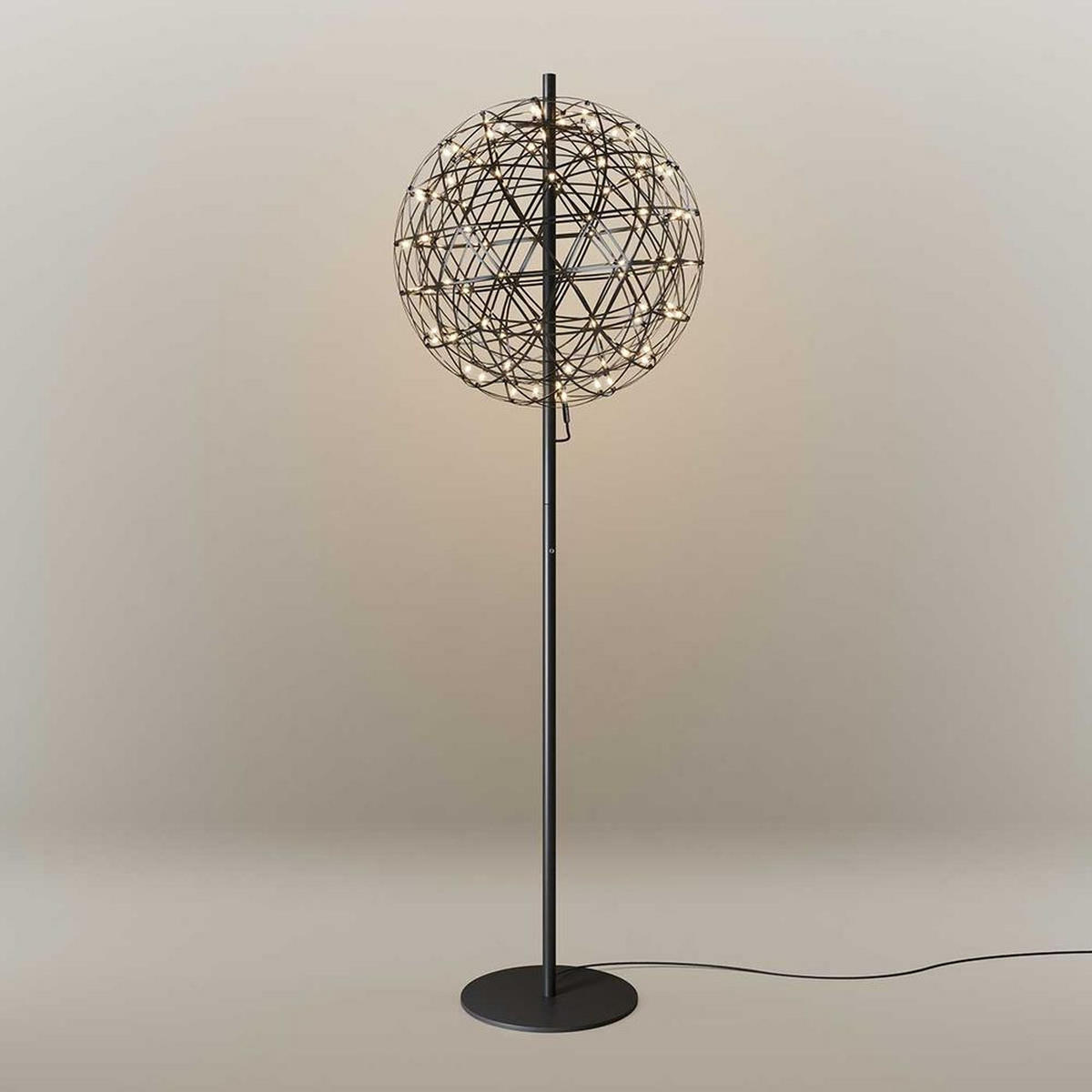 LED-STEHLAMPE Atom Schwarzchrom Ø 70cm - Schwarz, Metall (70/70/208cm) - s.luce