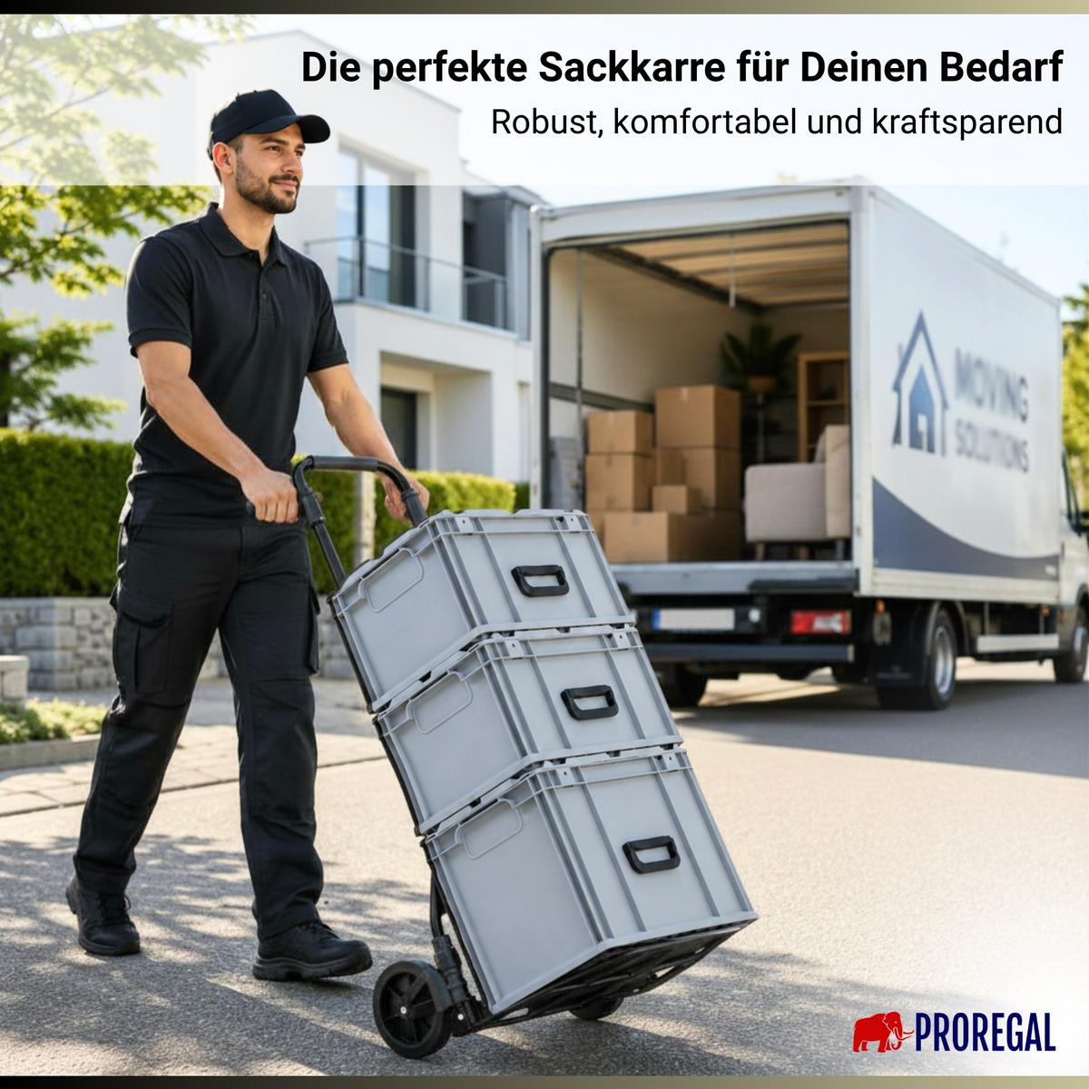 SACKKARRE Elephant klappbar 115x50x53cm Traglast 150kg AluminiumrahmenTRR Fachgummiräder Schwarz - Schwarz, Metall (53/50/115cm) - PROREGAL