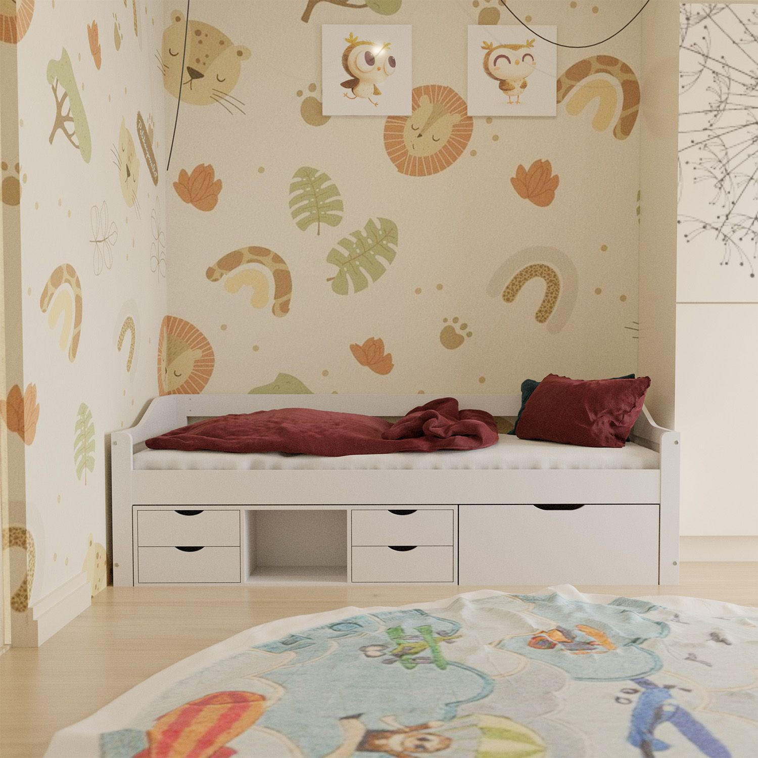 KINDER-FUNKTIONSBETT Nalu weiß 90x200 cm - Weiß, Holz (90/200cm) - Juskys