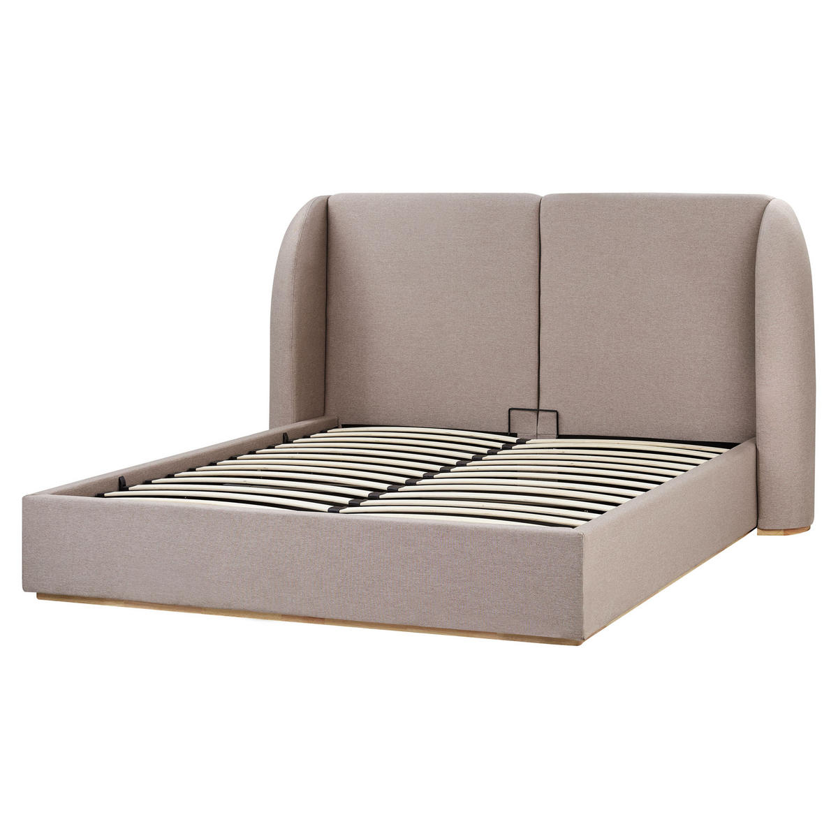 BETT mit Stauraum 160/200 cm Stoff Taupe Monestier - Taupe, Textil (160/200cm) - Beliani