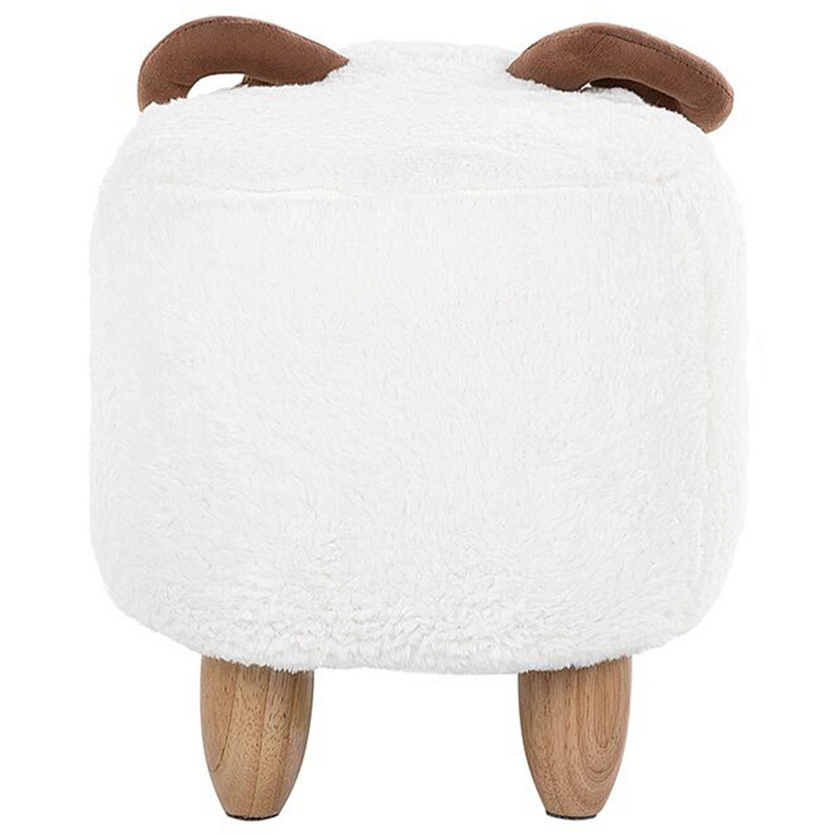 TIERHOCKER Lamb 34/61/36 cm - Weiß, Kunststoff/Textil (61/36/34cm) - Beliani